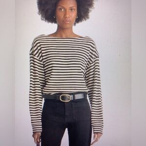 Madewell Bretagne Boatneck Drop-Shoulder Gray Striped Mariner. Never Worn, Sz Sm